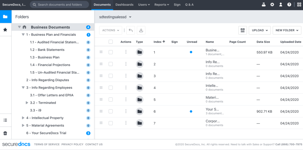 SecureDocs M&A tool